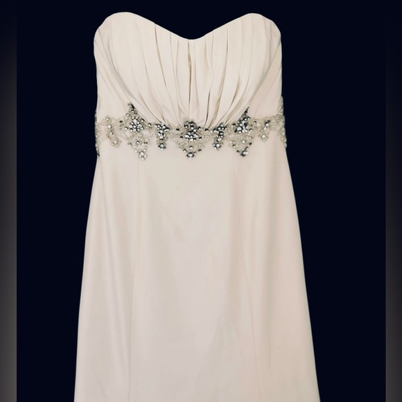 Allure Bridals Fit & Flare Embellished Satin Ivory Dress Wedding Bridal Gown - Picture 4 of 8